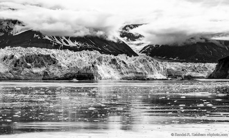 Hubbard Glacier, Looming Mountain, Low Clouds, Haenke Island