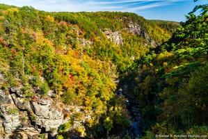 Tallulah Gorge Rimn Trail, View of Suspension Bridge from Overlook 6